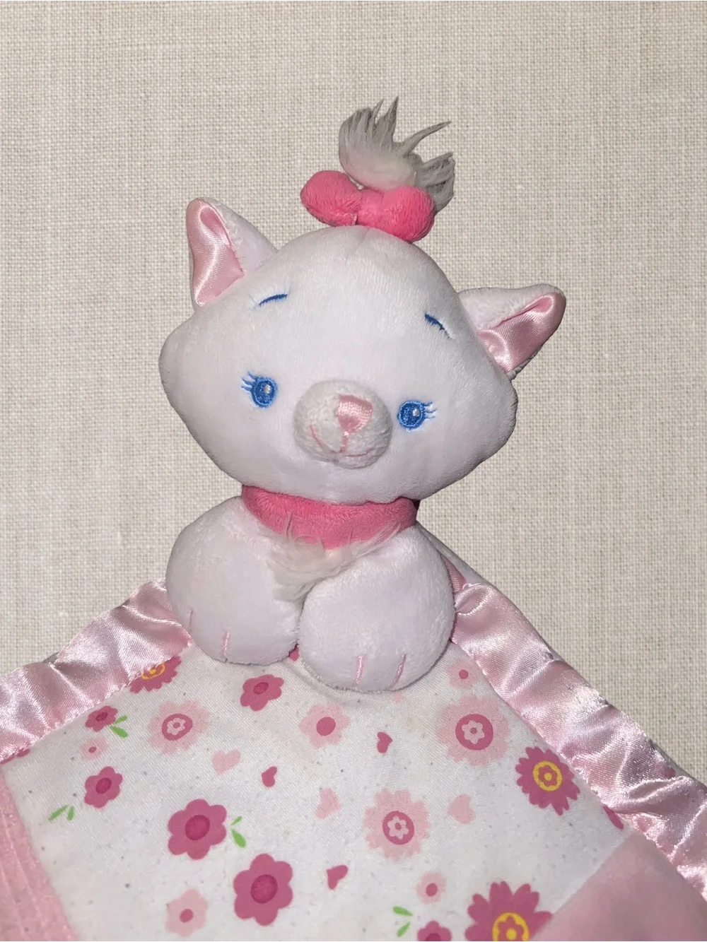Htf Disney Baby Aristocat Marie Security Blanket Lovey Patchwork Pink Satin Trim